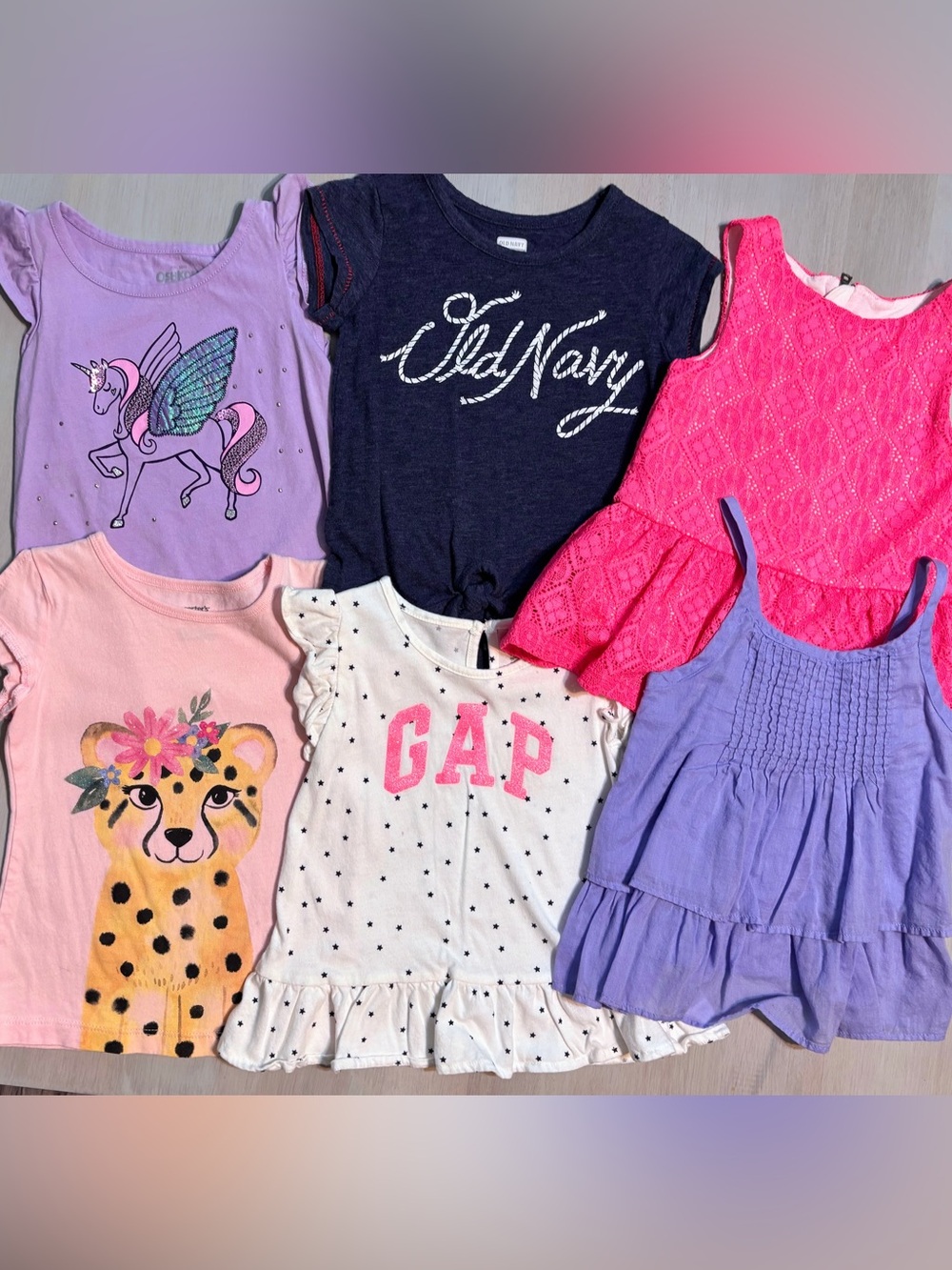 Kids Girls 3t Sleeveless Short Sleeve Tee Shirt Bundle Lot Set of 6 Tops
